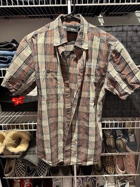 Harley Davidson Men's Short-Sleeve Plaid Button-Up Shirt-M